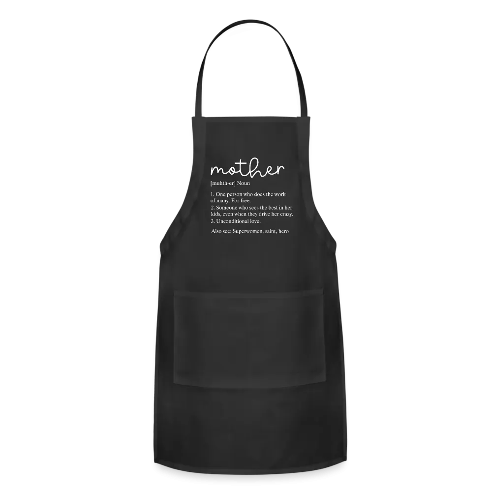 Mother Definition Adjustable Apron (White Letters)