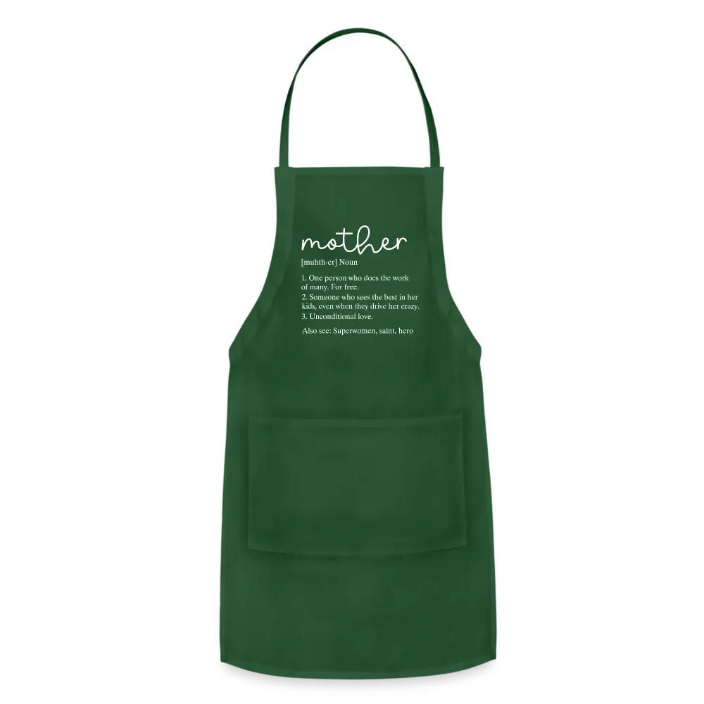 Mother Definition Adjustable Apron (White Letters)