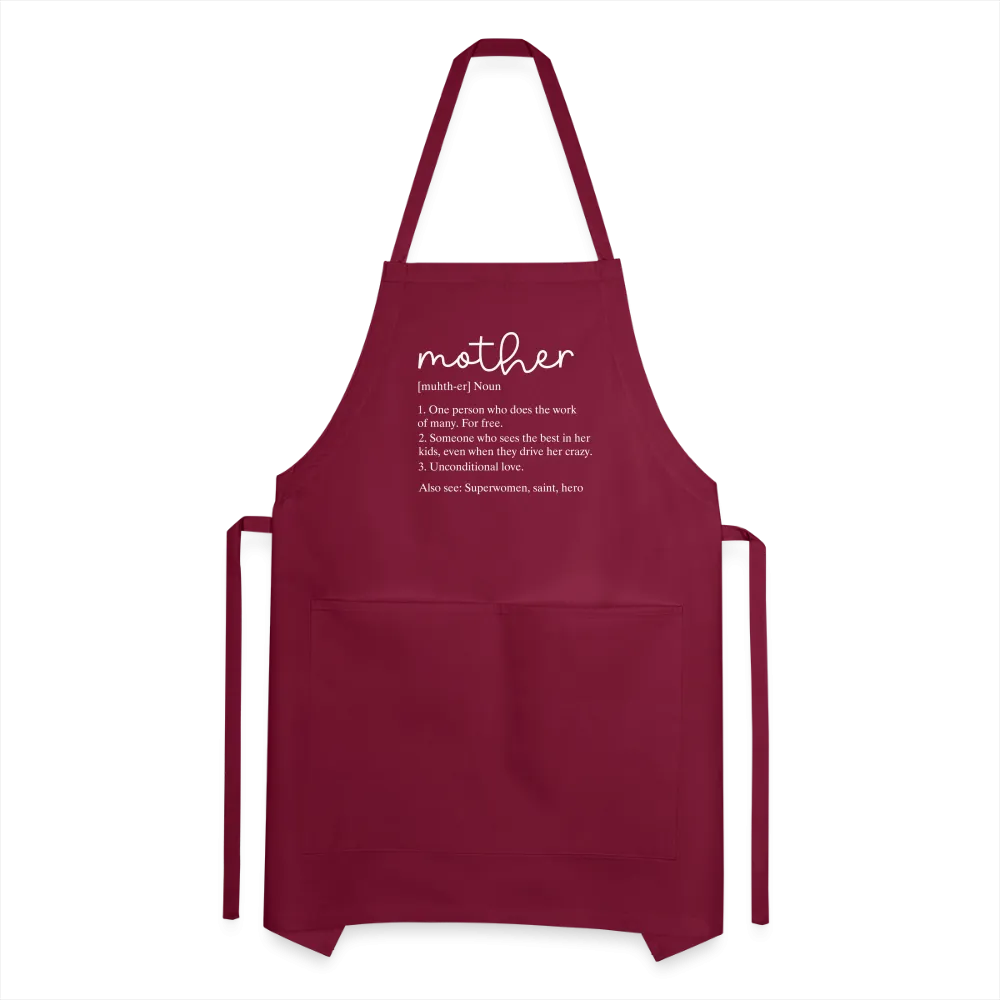 Mother Definition Adjustable Apron (White Letters)