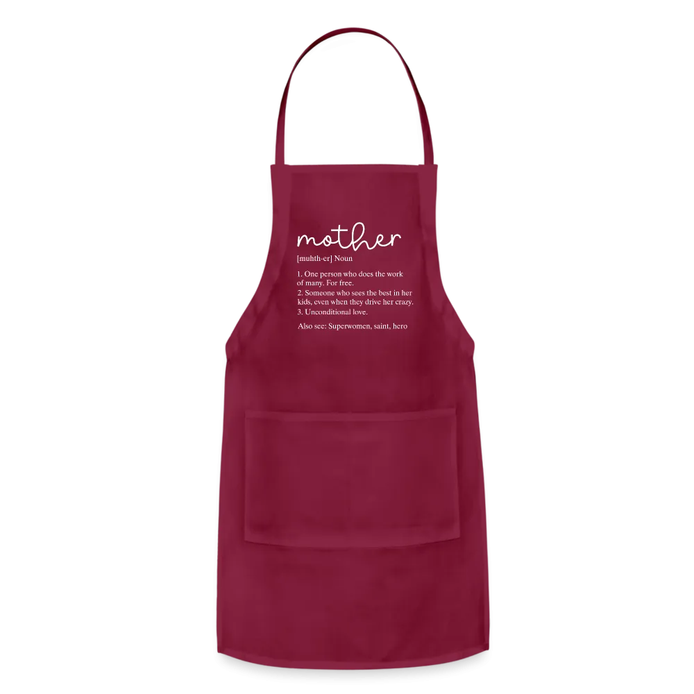 Mother Definition Adjustable Apron (White Letters)