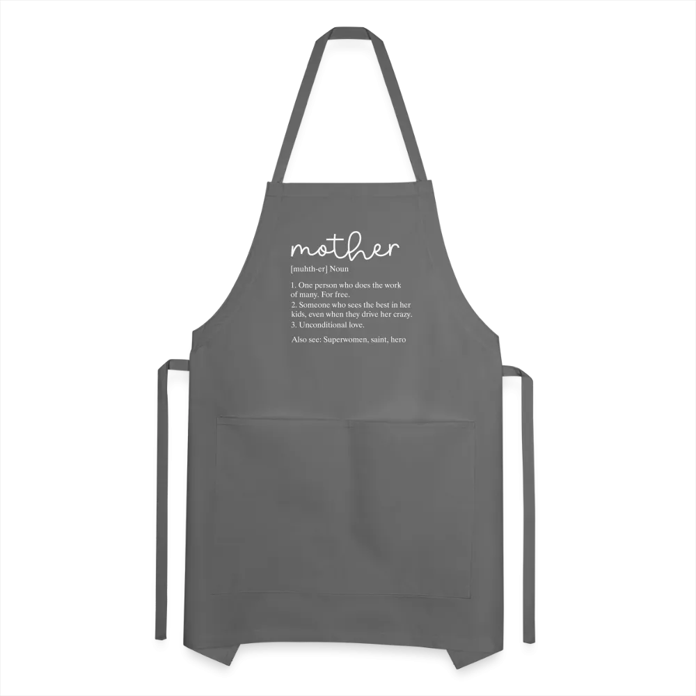 Mother Definition Adjustable Apron (White Letters)