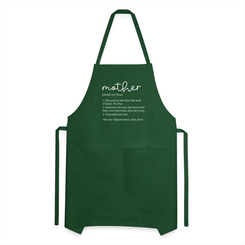 Mother Definition Adjustable Apron (White Letters)