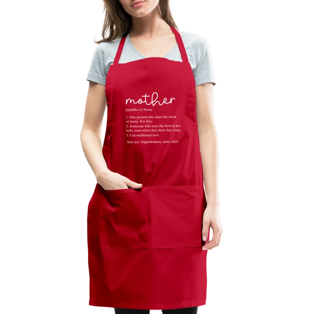 Mother Definition Adjustable Apron (White Letters)