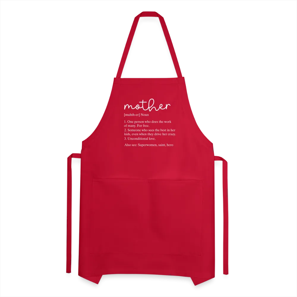 Mother Definition Adjustable Apron (White Letters)