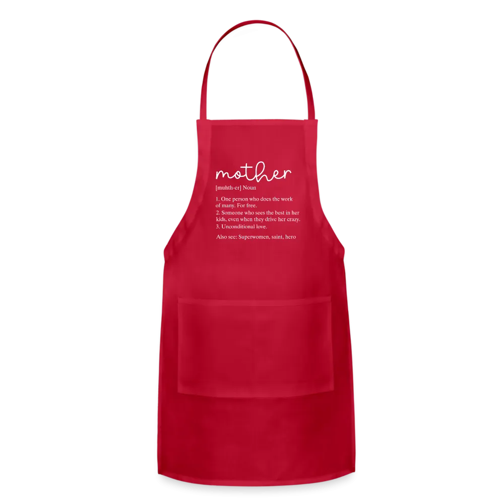 Mother Definition Adjustable Apron (White Letters)