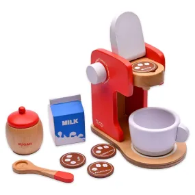 Nesta Toys Wooden Coffee Maker (Red) - Kitchen Cooking Toy for Ages 3 