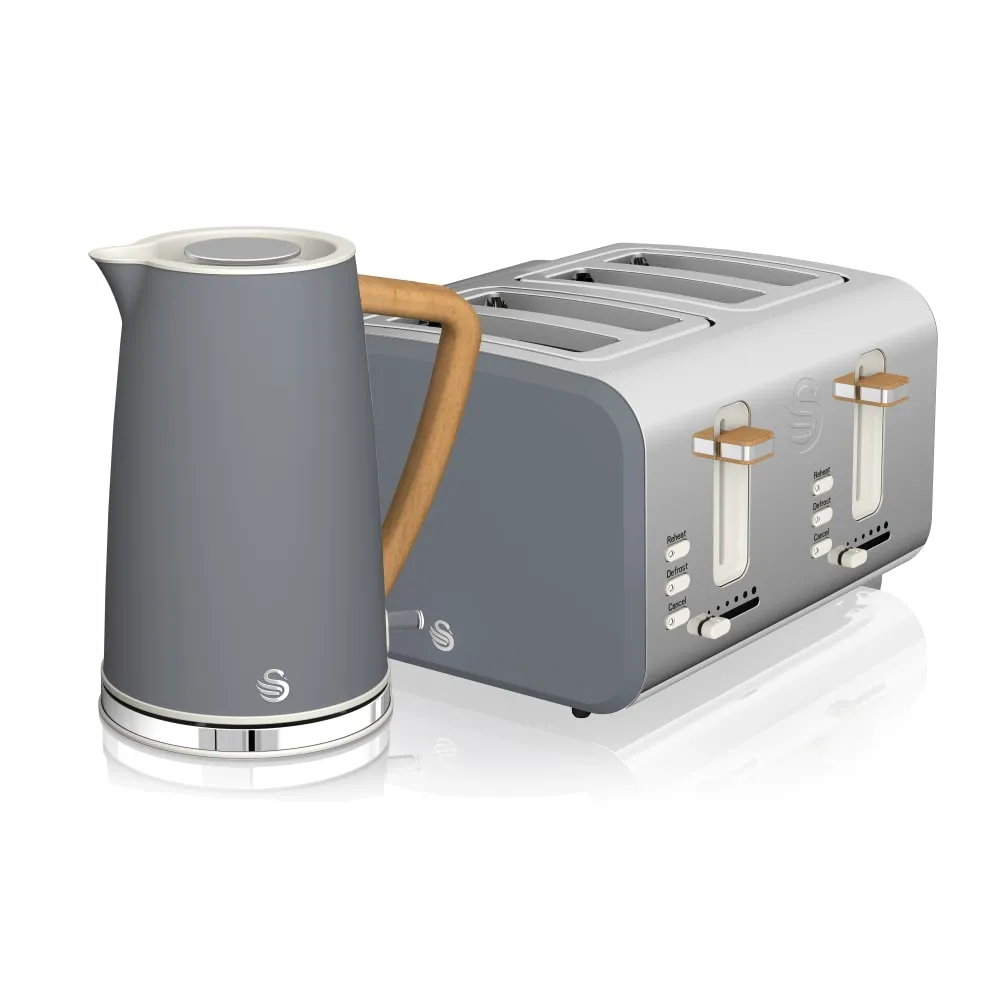 Nordic Grey 4-Slice Toaster and Cordless Kettle Bundle