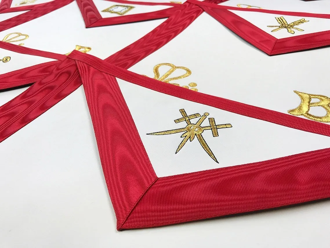 Orator Scottish Rite Apron - Red Moire Gold Embroidery