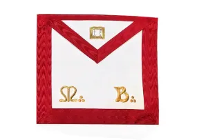 Orator Scottish Rite Apron - Red Moire Gold Embroidery