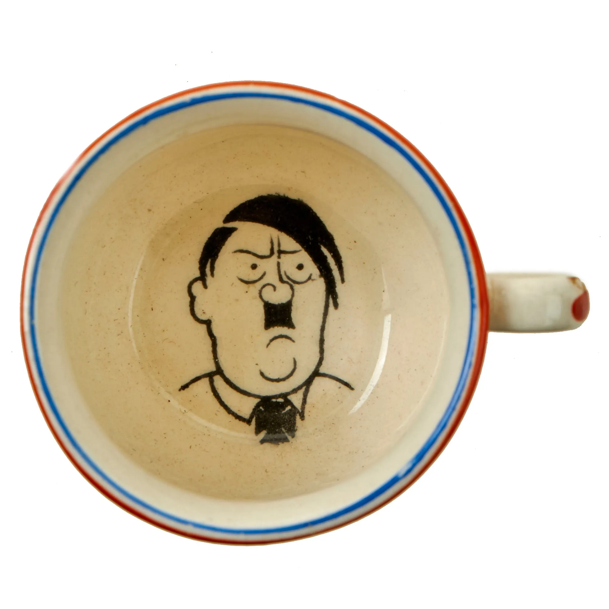 Original British WWII Homefront Anti-Axis Propaganda Caricature Adolf Teacup Ashtray by Fieldings