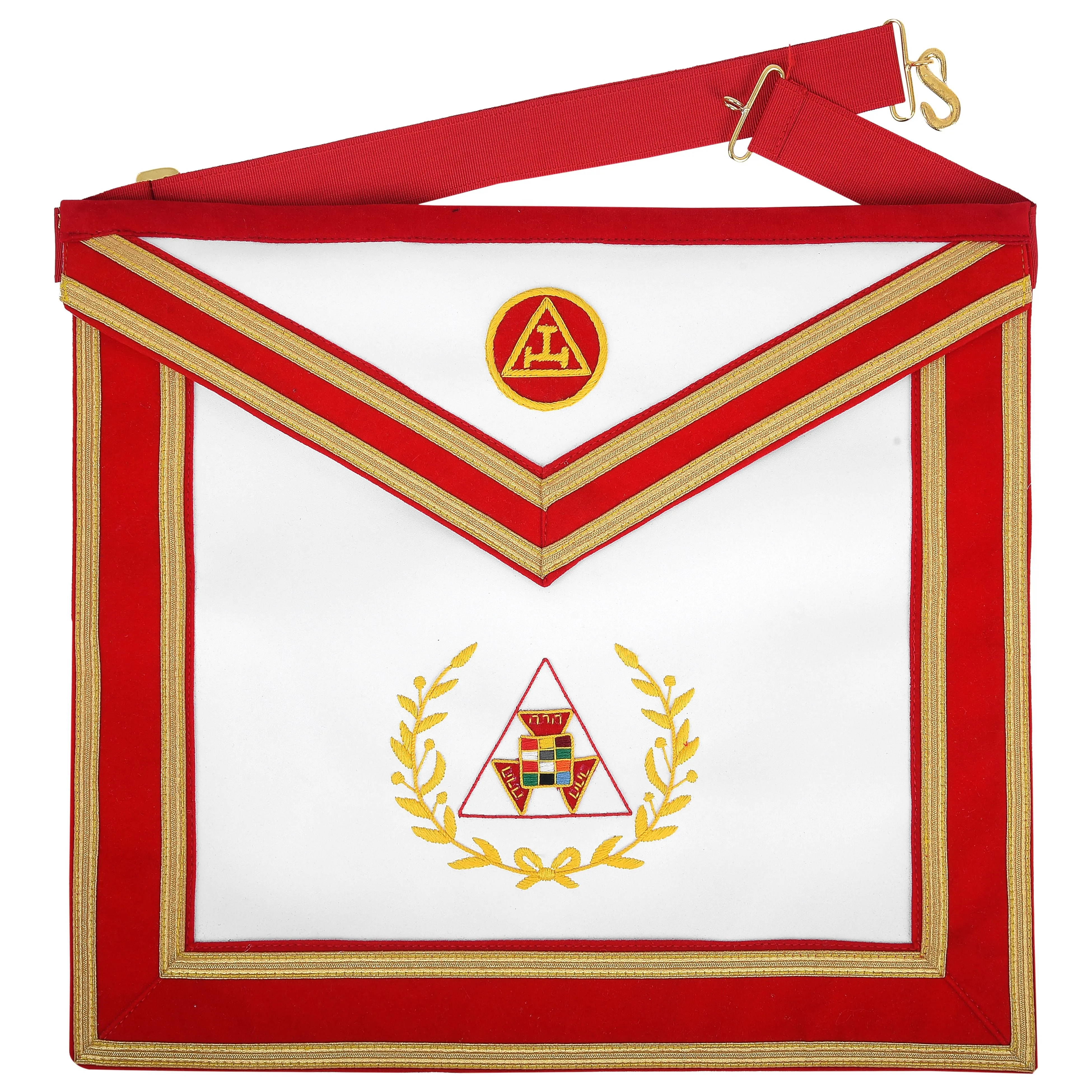 Past Grand High Priest Royal Arch Chapter Apron - Red Velvet With Gold Wreath