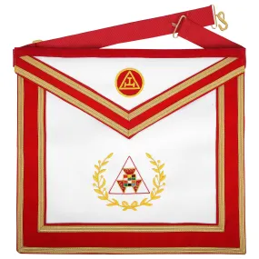 Past Grand High Priest Royal Arch Chapter Apron - Red Velvet With Gold Wreath