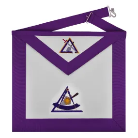 Past Illustrious Master Council Apron - Purple Ribbon Machine Embroidery