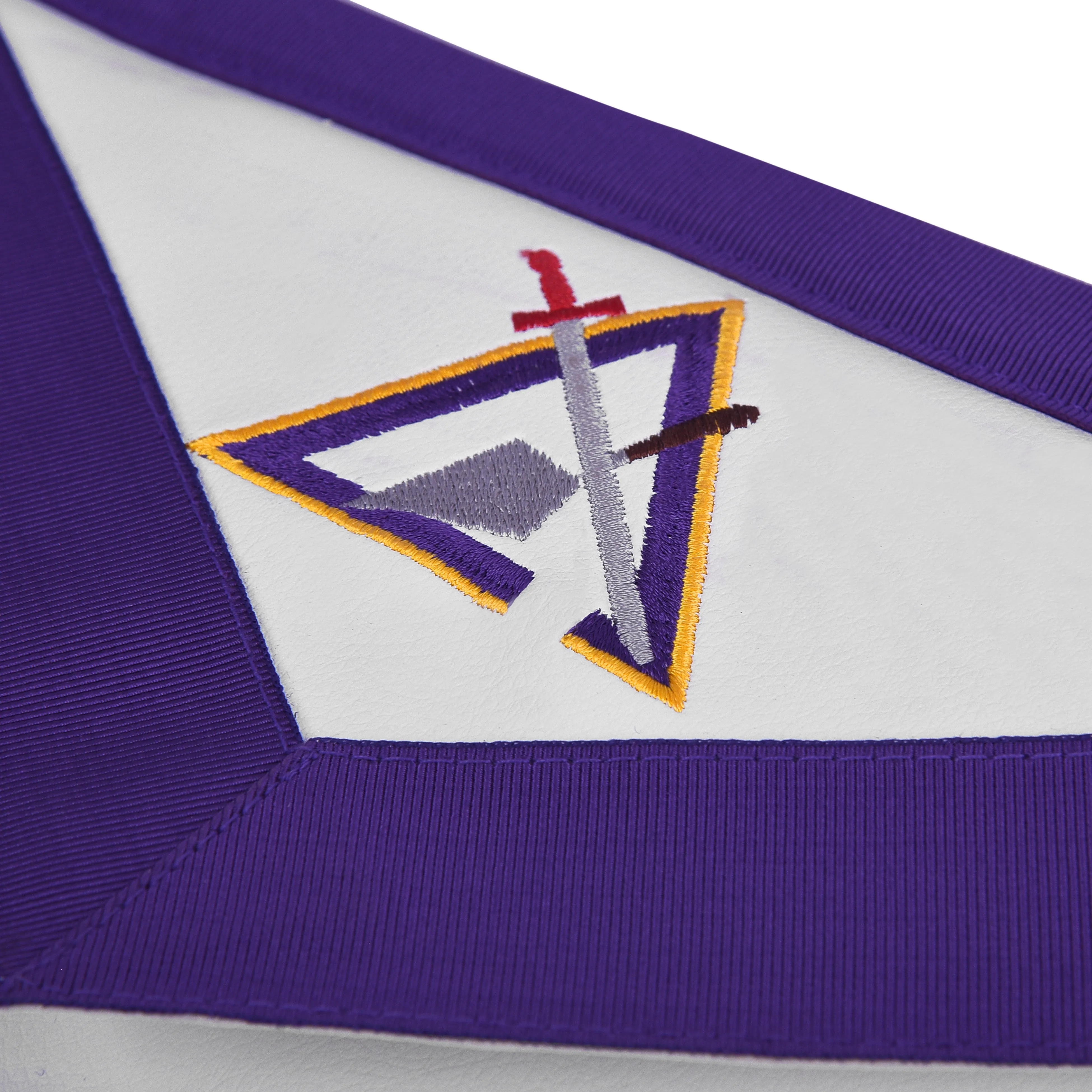 Past Illustrious Master Council Apron - Purple Ribbon Machine Embroidery