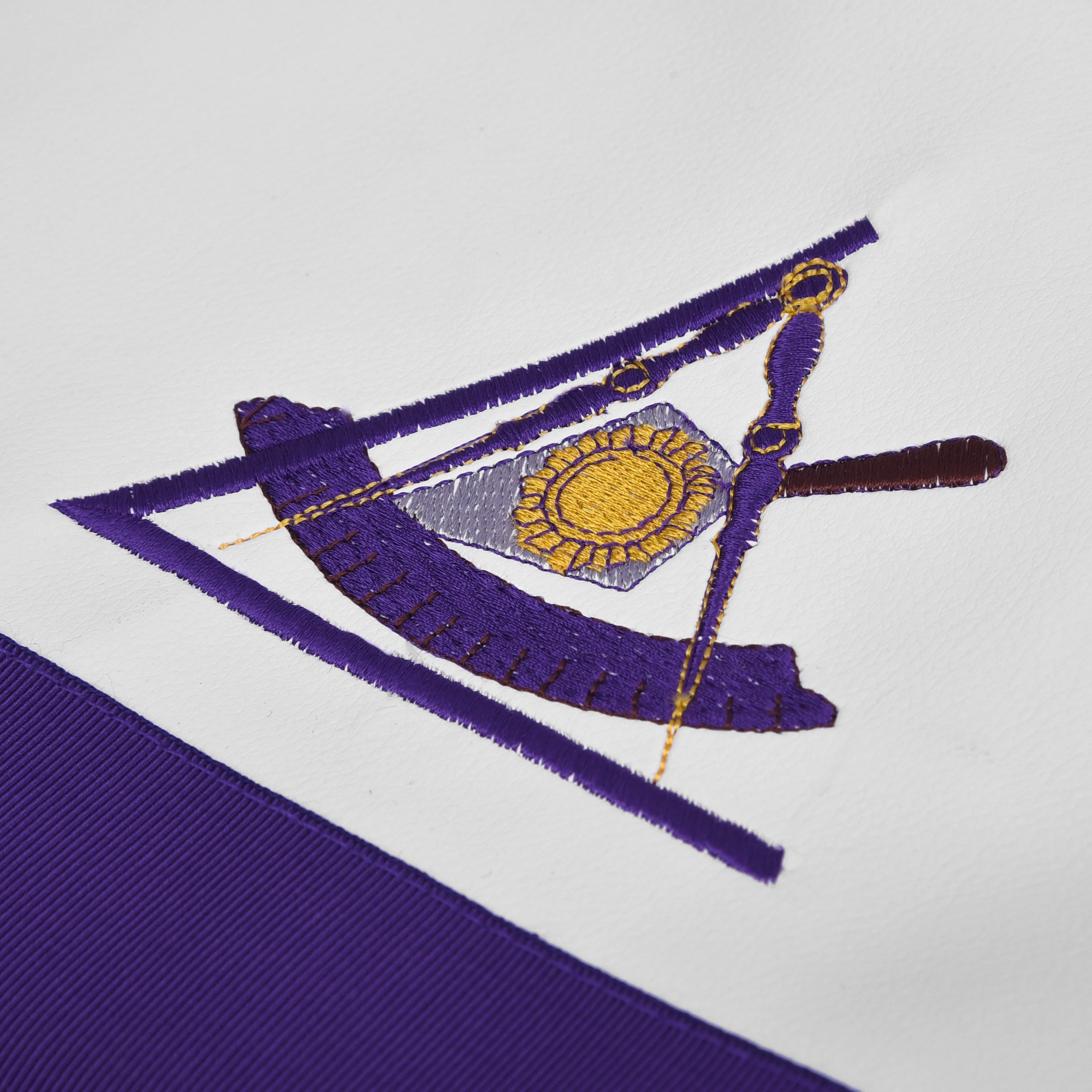 Past Illustrious Master Council Apron - Purple Ribbon Machine Embroidery