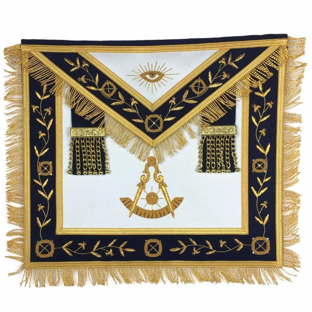 Past Master Blue Lodge Apron - Royal Navy with Gold Fringe