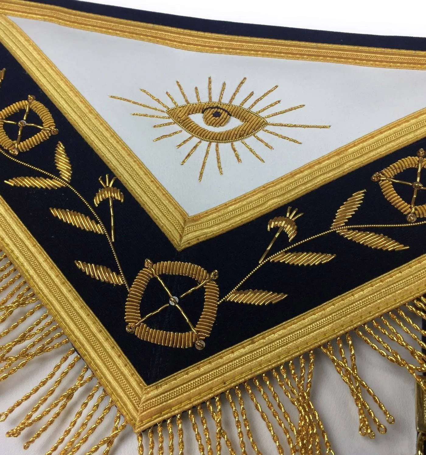 Past Master Blue Lodge Apron - Royal Navy with Gold Fringe