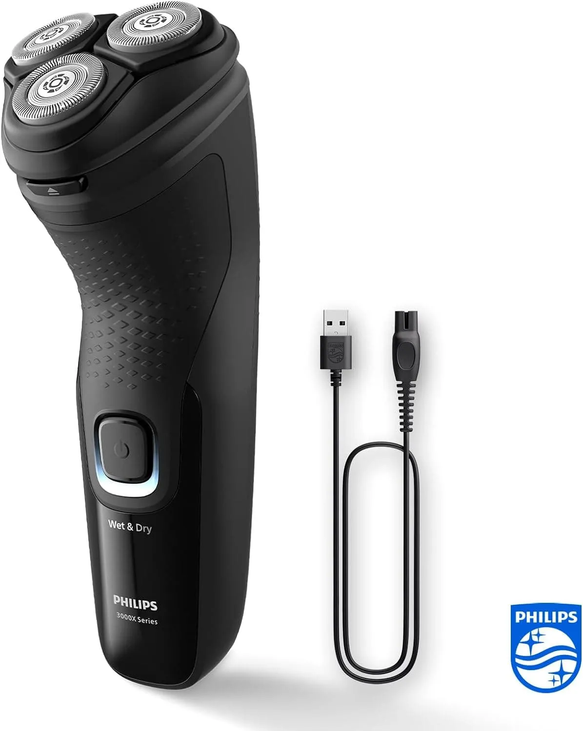 Philips Electric Shaver Series 3000X - Wet & Dry Electric Shaver for Men in Deep Black, with SkinProtect Technology, Pop-up Beard Trimmer, Ergonomic Men's Shaver (Model X3001/00)