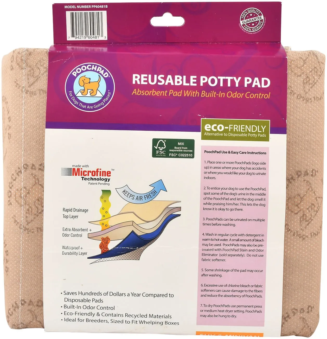 PoochPad Giant Reusable Potty Pad, 48" x 60"