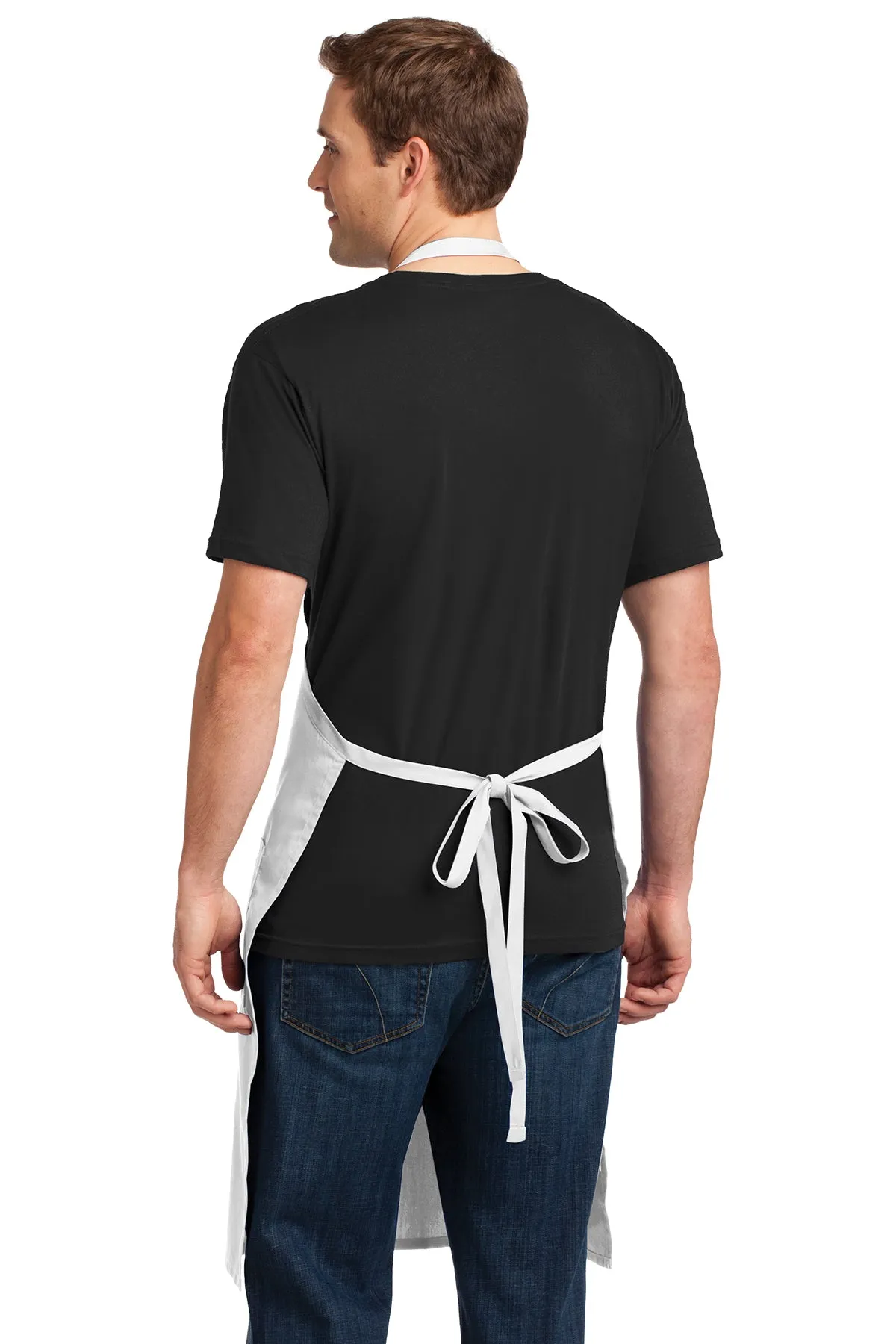 Port Authority Easy Care Customized Extra Long Bib Aprons with Stain Release, White