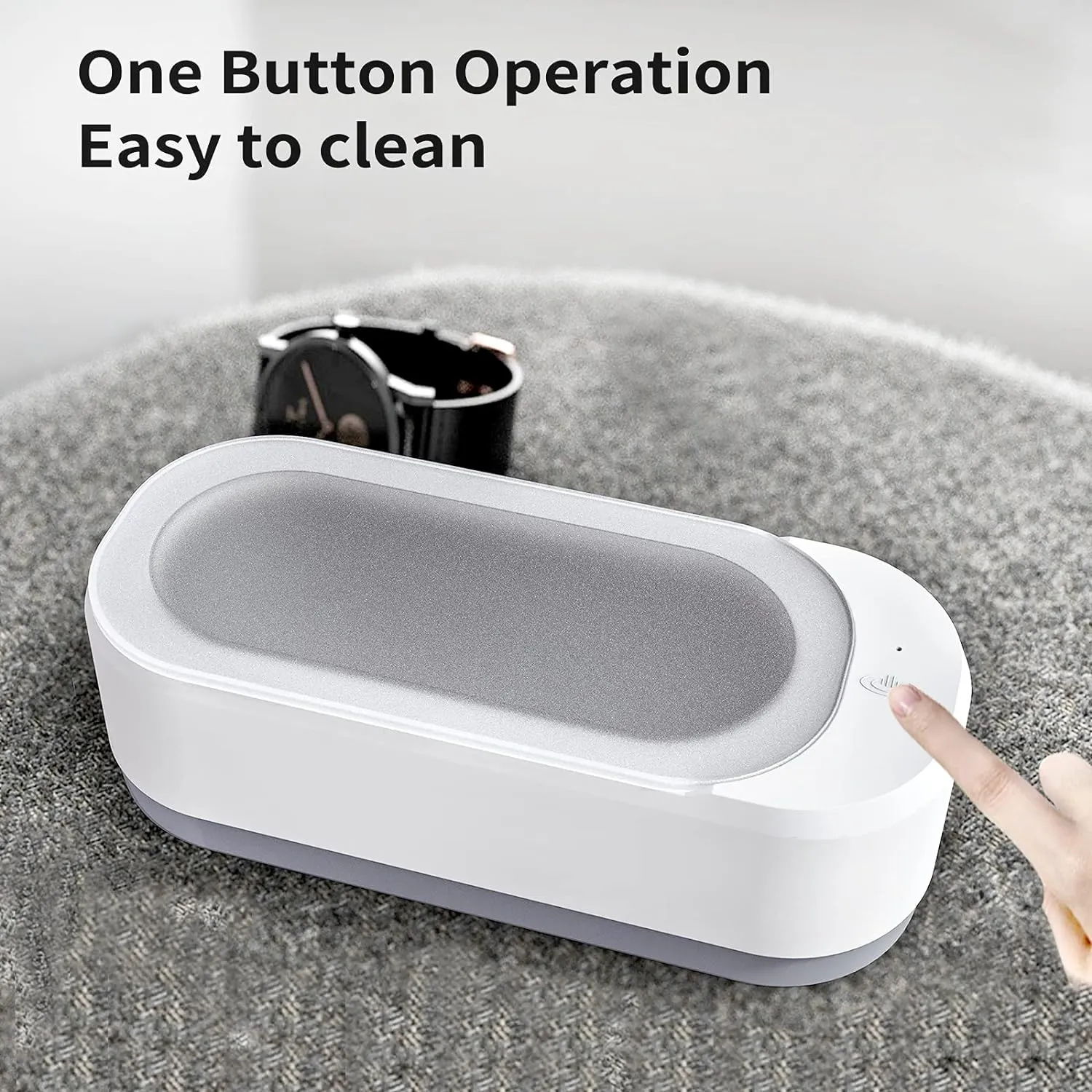 Professional Ultrasonic Jewelry Cleaner Machine - 12oz Capacity, 46KHz Frequency, One-Touch Operation - Ideal for Rings, Watches, Glasses, and Dentures