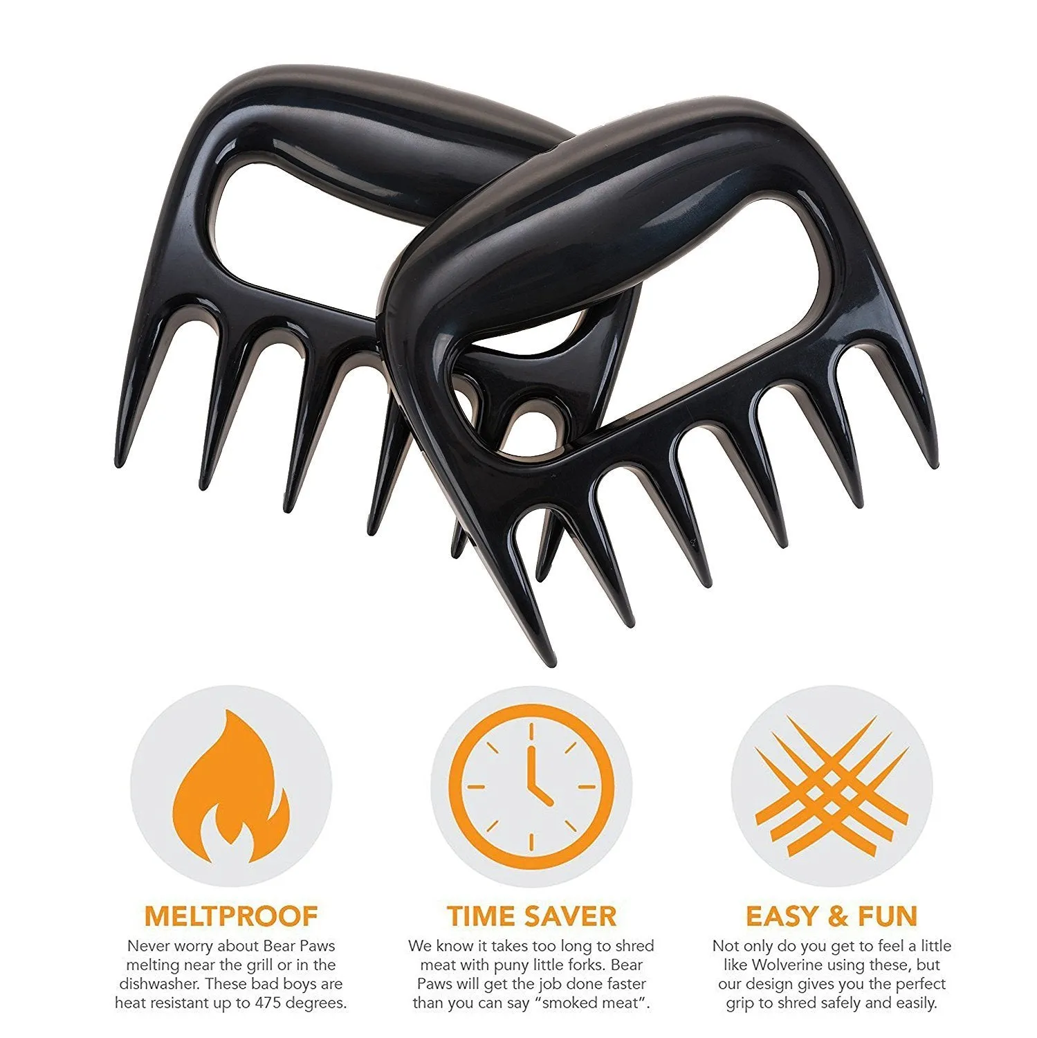 Pulled Pork Shredder Claws - STRONGEST BBQ MEAT FORKS - Shredding Handling and Carving Food - Claw Handler Set for Pulling Brisket from Grill Smoker or Slow Cooker - BPA Free Barbecue Paws