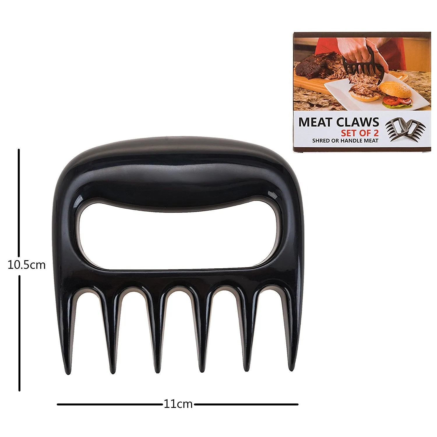 Pulled Pork Shredder Claws - STRONGEST BBQ MEAT FORKS - Shredding Handling and Carving Food - Claw Handler Set for Pulling Brisket from Grill Smoker or Slow Cooker - BPA Free Barbecue Paws