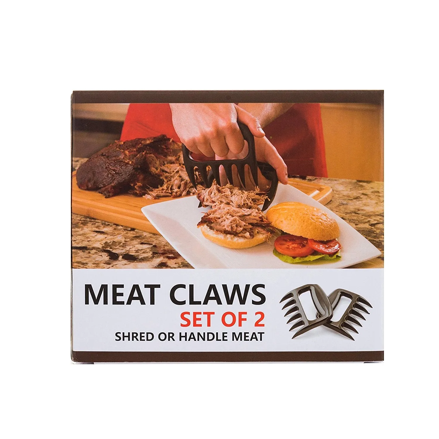 Pulled Pork Shredder Claws - STRONGEST BBQ MEAT FORKS - Shredding Handling and Carving Food - Claw Handler Set for Pulling Brisket from Grill Smoker or Slow Cooker - BPA Free Barbecue Paws