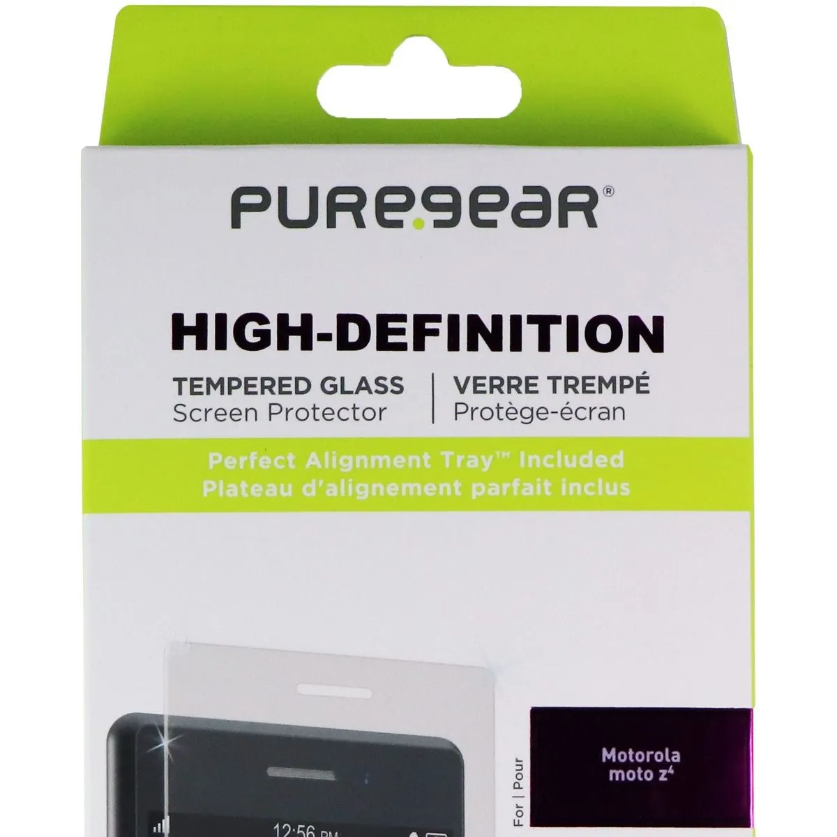 PureGear HD Tempered Glass with Alignment Tray for Motorola Moto Z4 - Clear