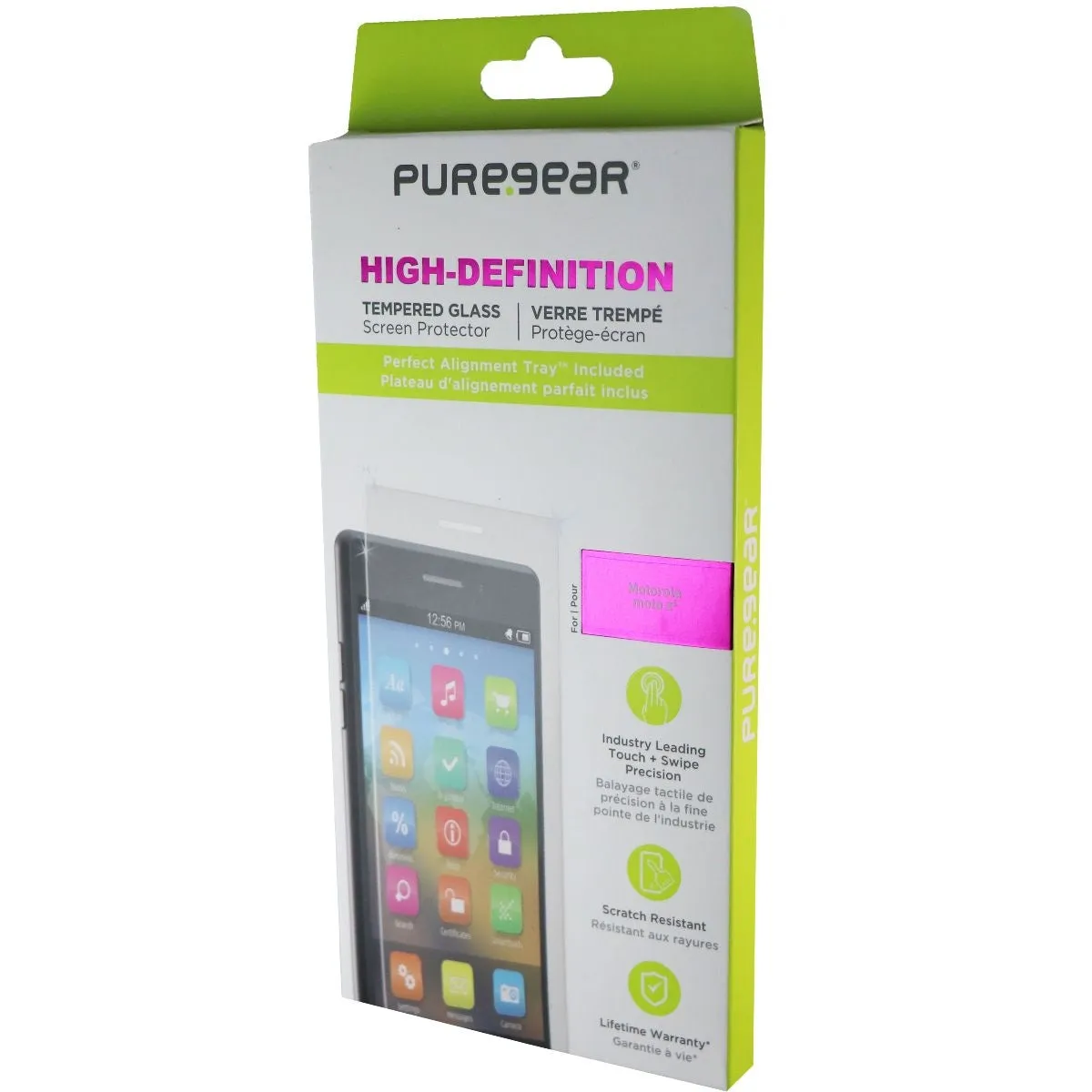 PureGear HD Tempered Glass with Alignment Tray for Motorola Moto Z4 - Clear