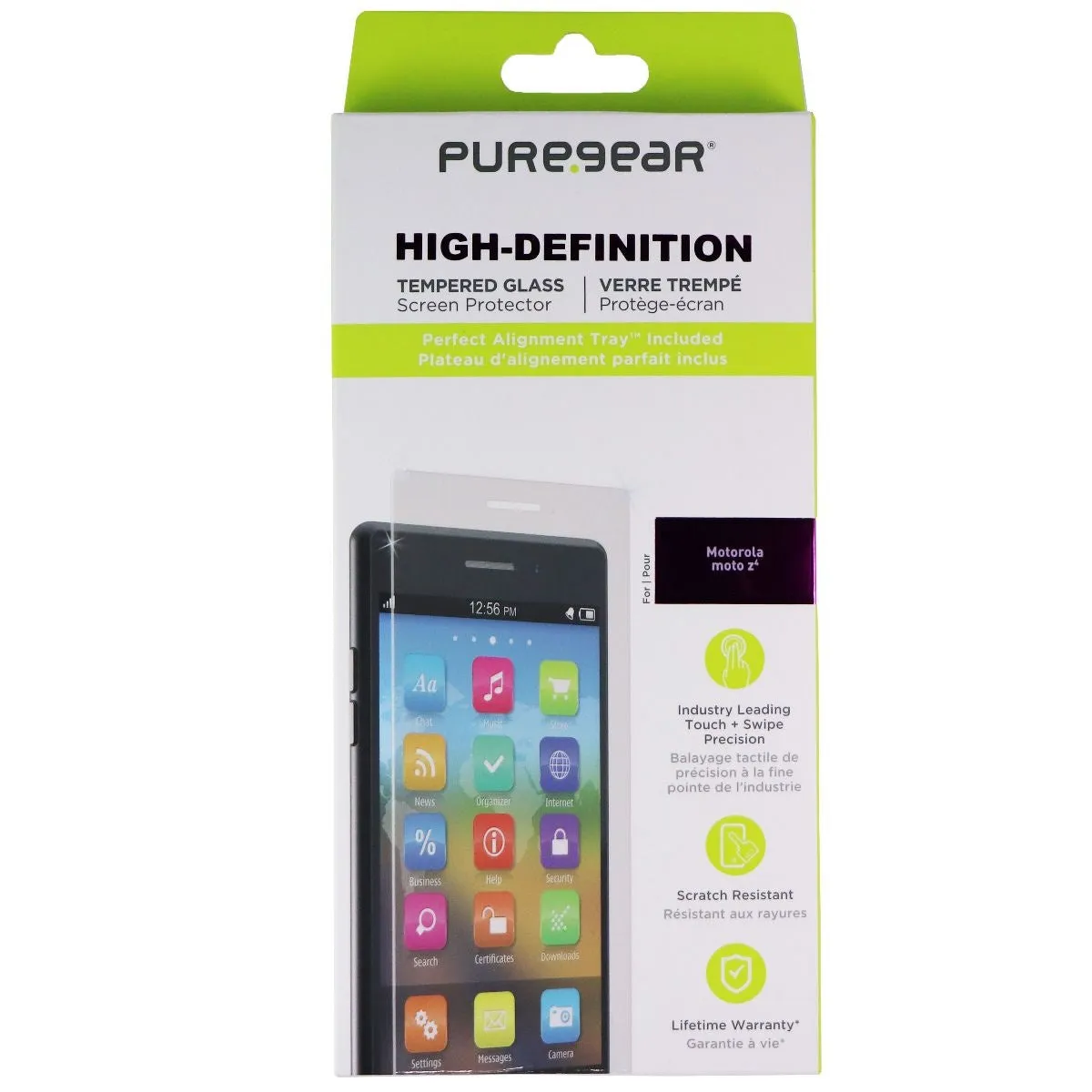 PureGear HD Tempered Glass with Alignment Tray for Motorola Moto Z4 - Clear