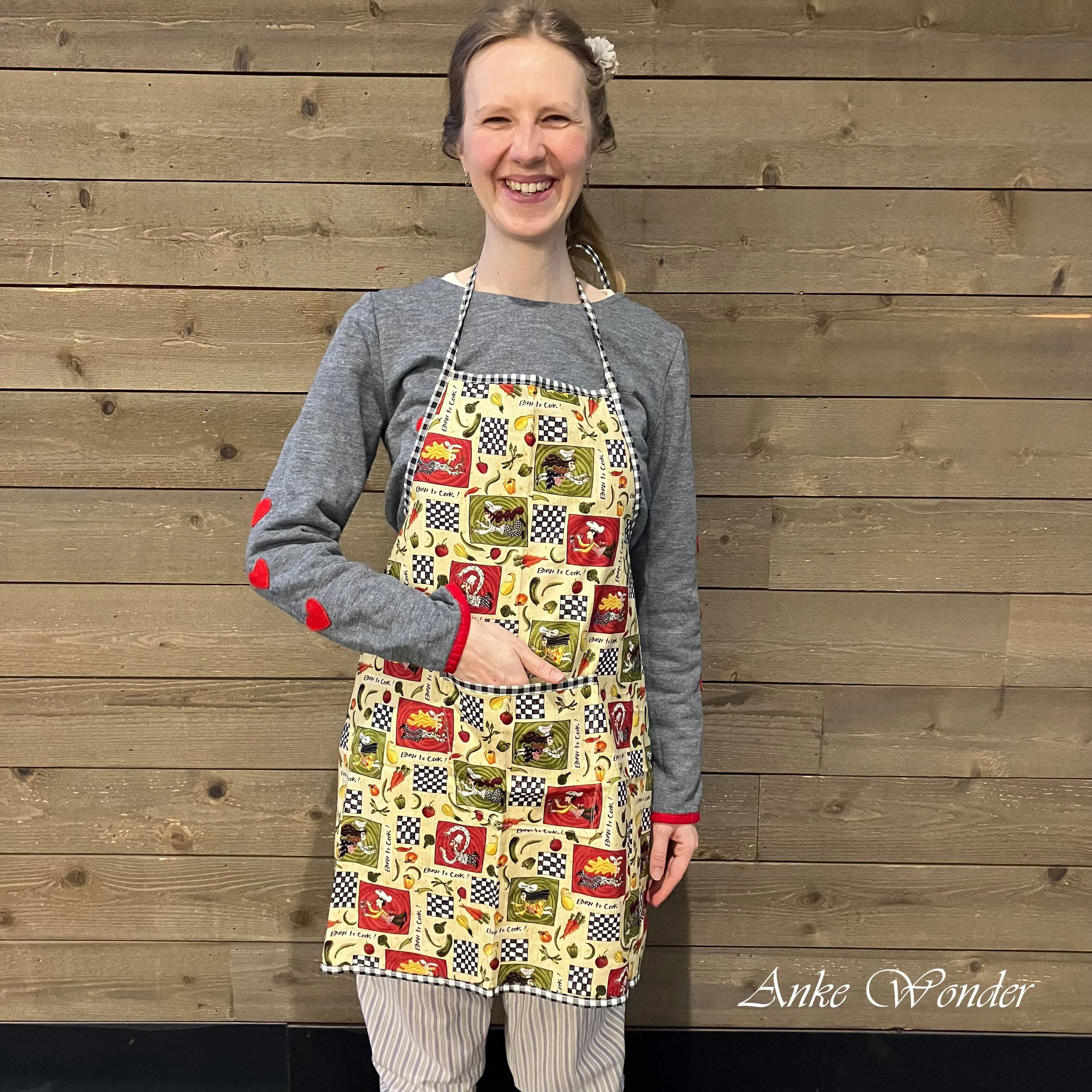 "Born to cook" Cotton Kitchen Apron with Pocket