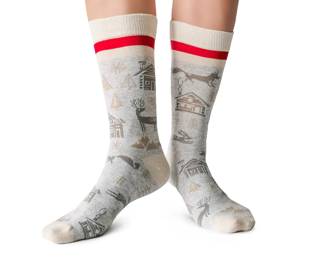 "Winter Wonderland" Cotton Crew Socks by Uptown Sox