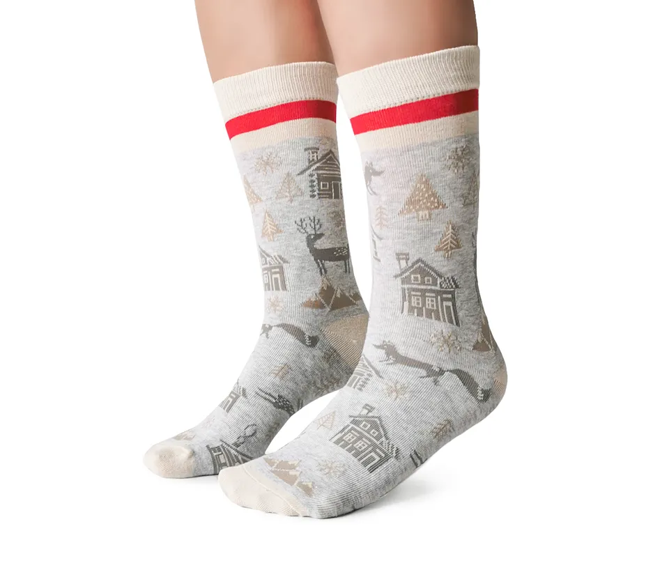 "Winter Wonderland" Cotton Crew Socks by Uptown Sox