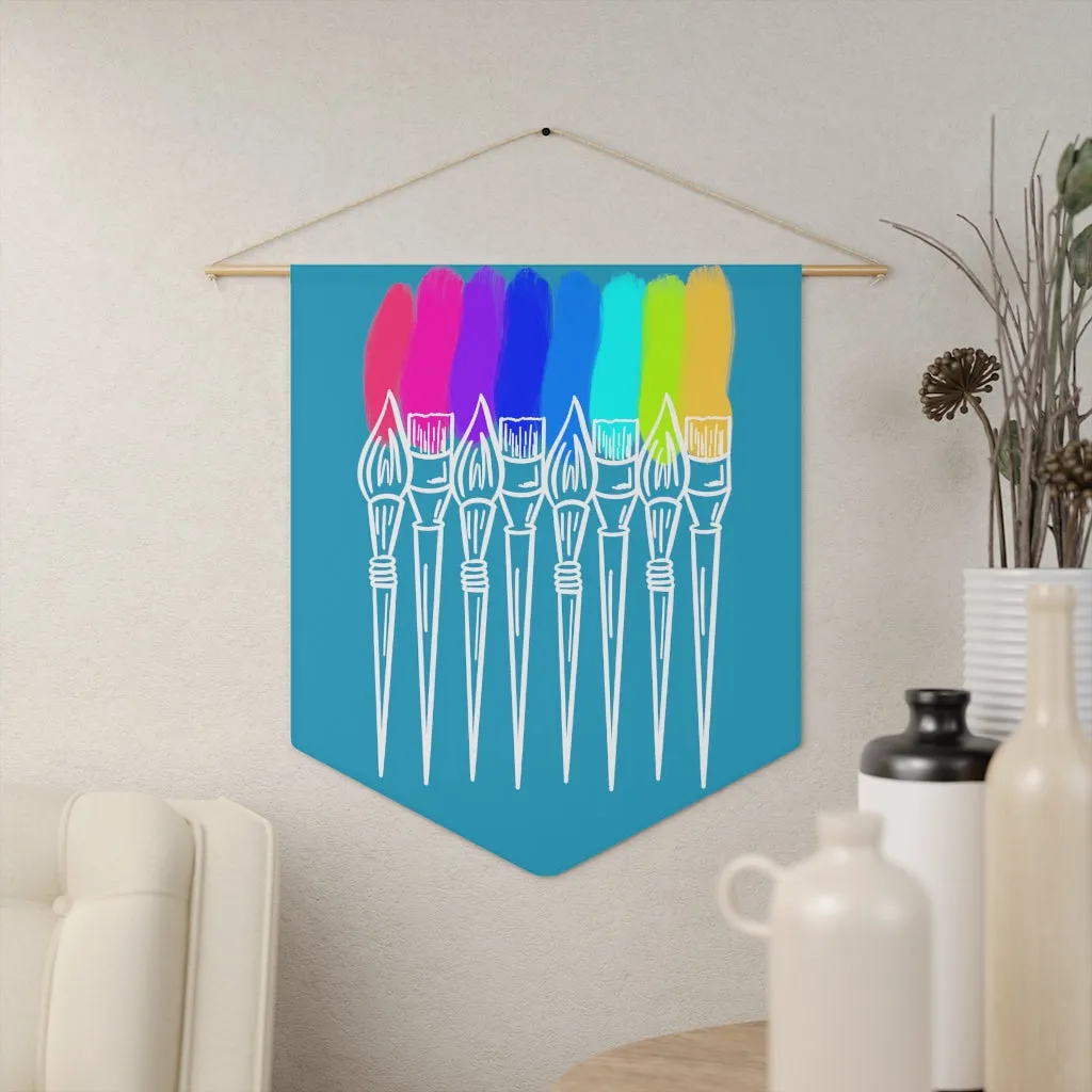 Rainbow Paint Brushes Pennant