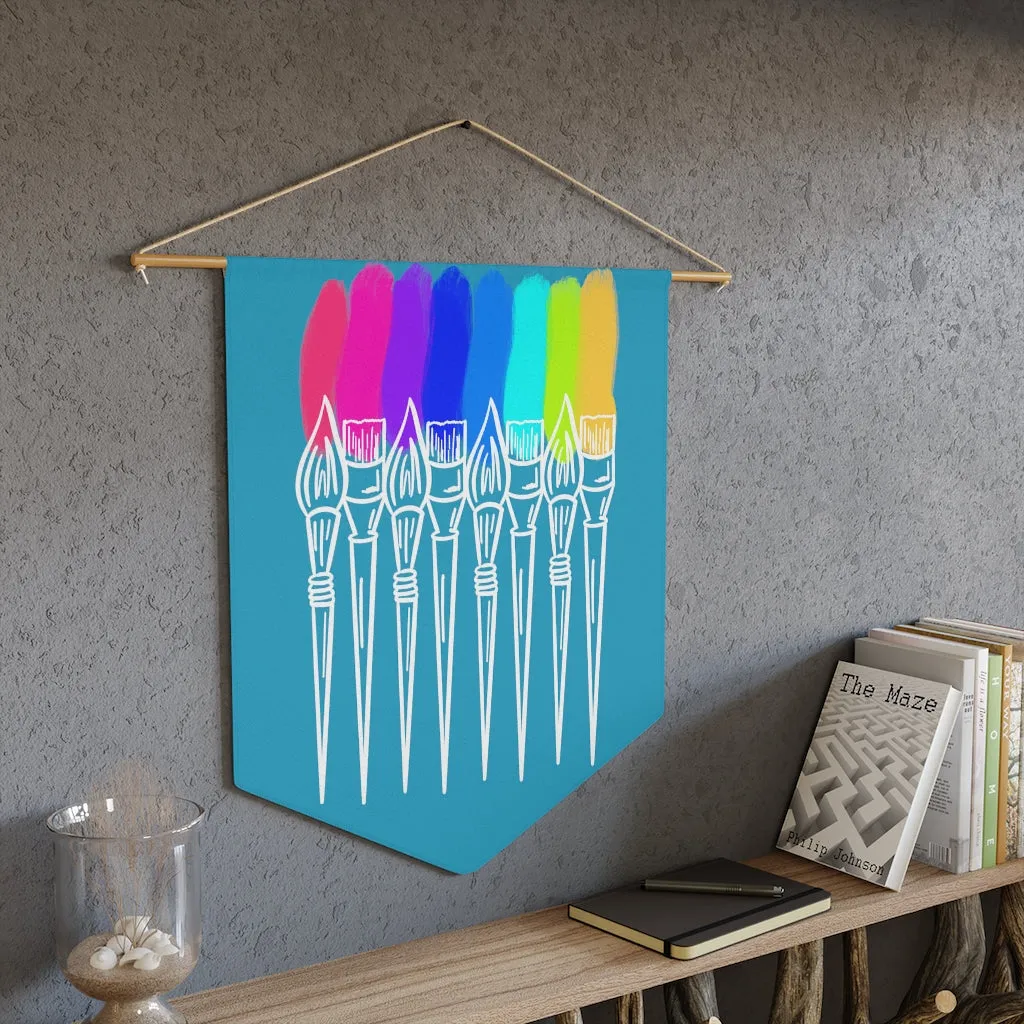 Rainbow Paint Brushes Pennant