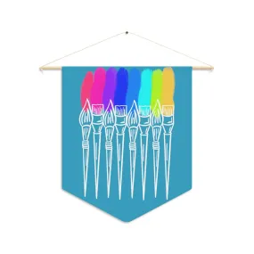 Rainbow Paint Brushes Pennant