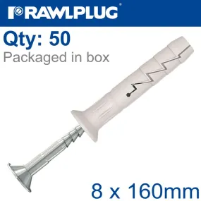 RAWLPLUG NYL NAIL-IN FIXING 8X160MM   CSK HEAD X50 -BOX RAW R-FX-N-08L160