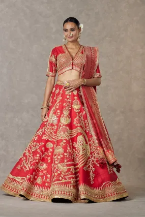 Red Bagh-E-Bahar Neelkamal Lehenga