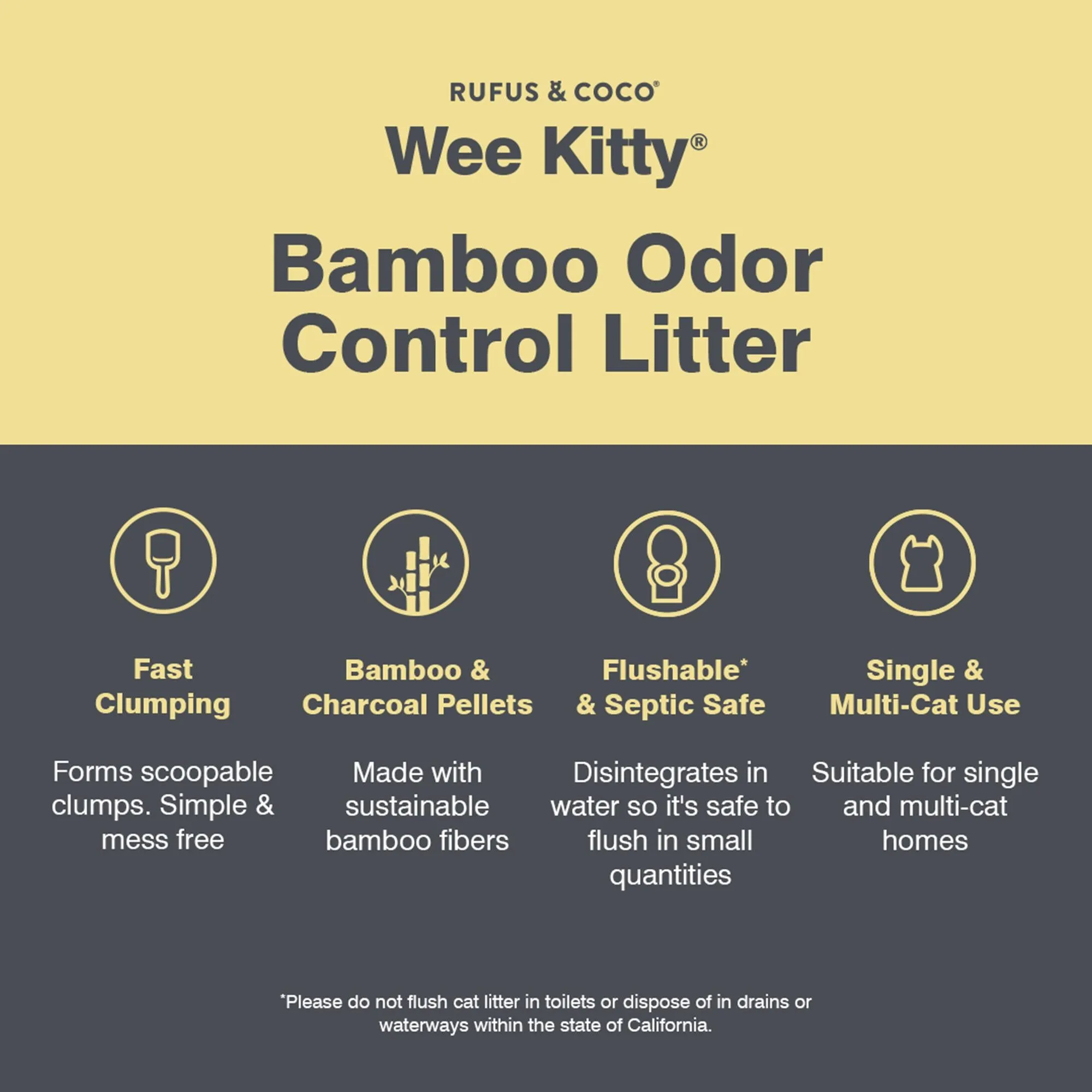 Rufus & Coco Wee Kitty Bamboo Odour Control Clumping Cat Litter 4kg