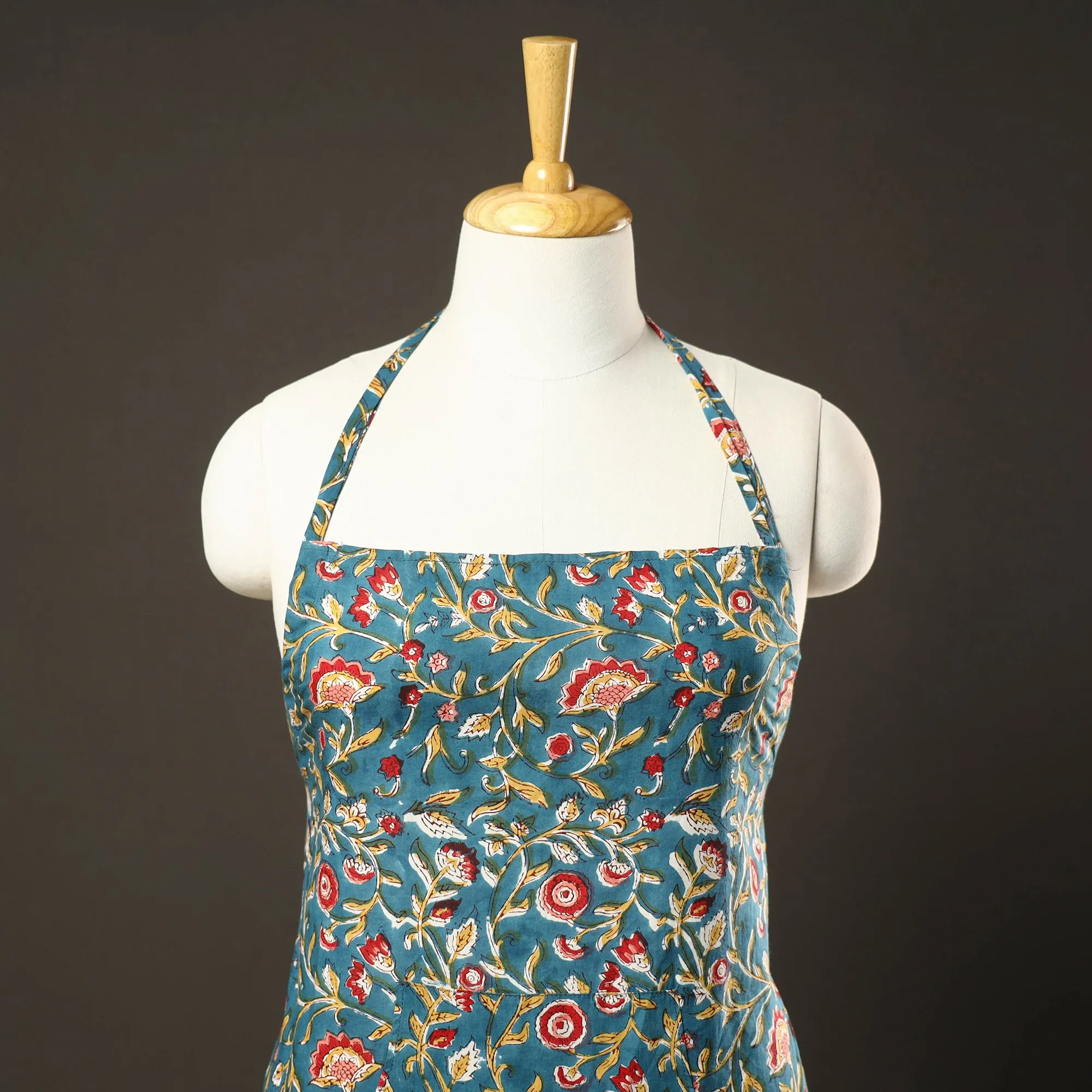 Sanganeri Block Printed Cotton Apron with Pocket 13