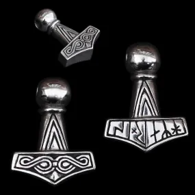 Silver Runic Thors Hammer Pendant Replica