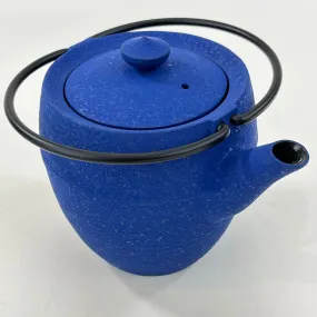 Small Japanese Blue enamel lined Iron kettle 5”