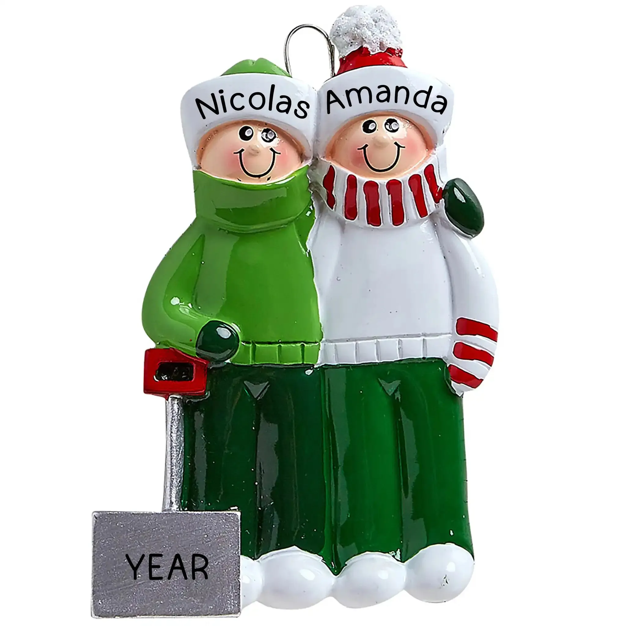 Snow Shovel Couple Personalized Ornament