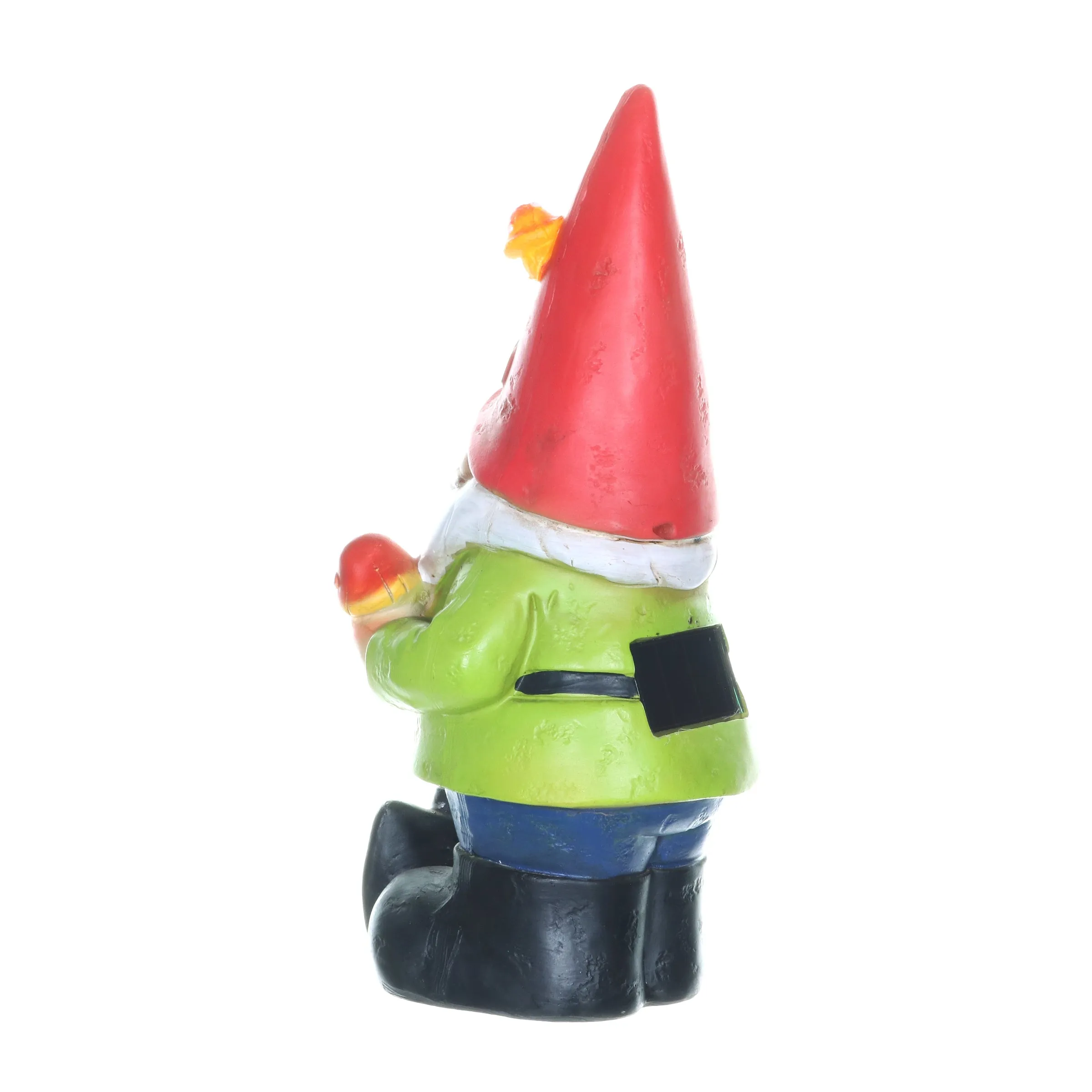 Solar Red Hat Roy Garden Gnome Statue with Shovel, 10 Inch