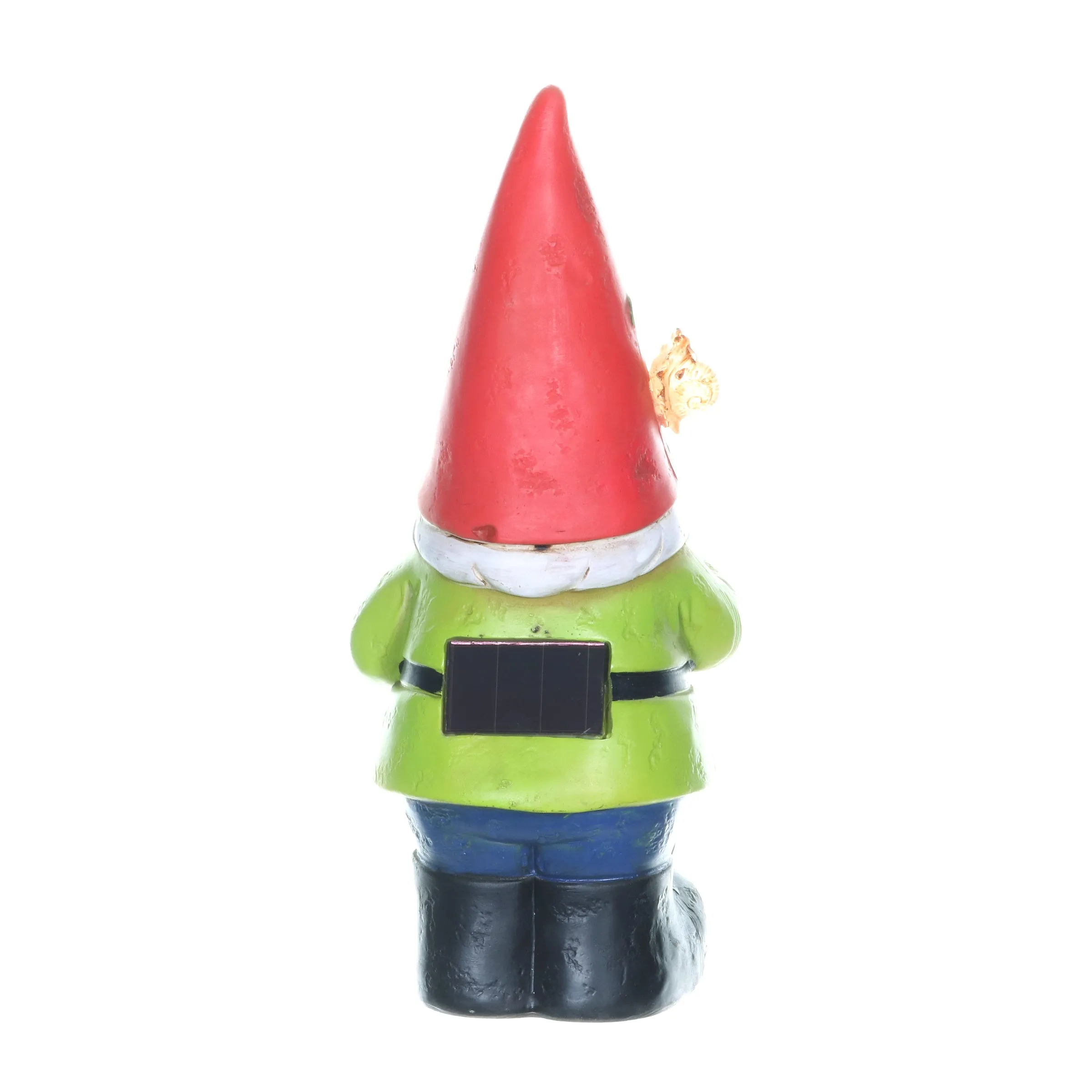 Solar Red Hat Roy Garden Gnome Statue with Shovel, 10 Inch