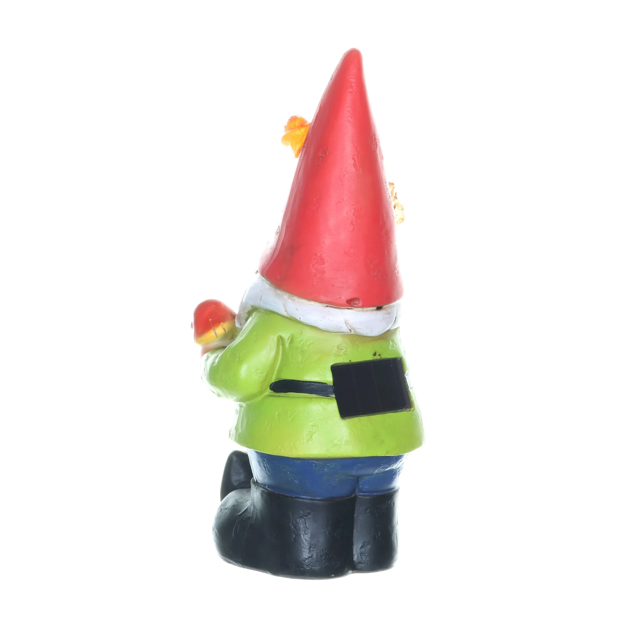 Solar Red Hat Roy Garden Gnome Statue with Shovel, 10 Inch