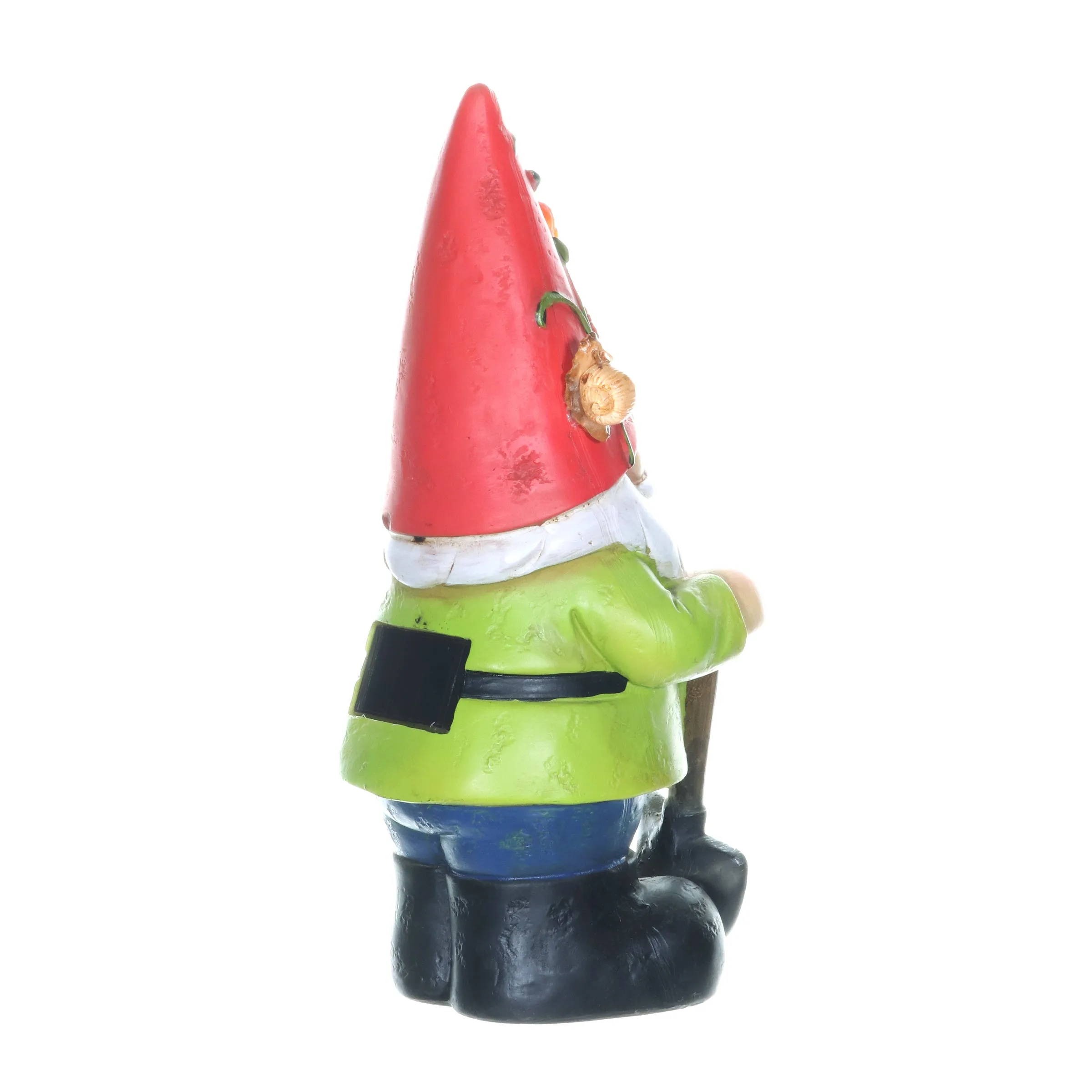 Solar Red Hat Roy Garden Gnome Statue with Shovel, 10 Inch