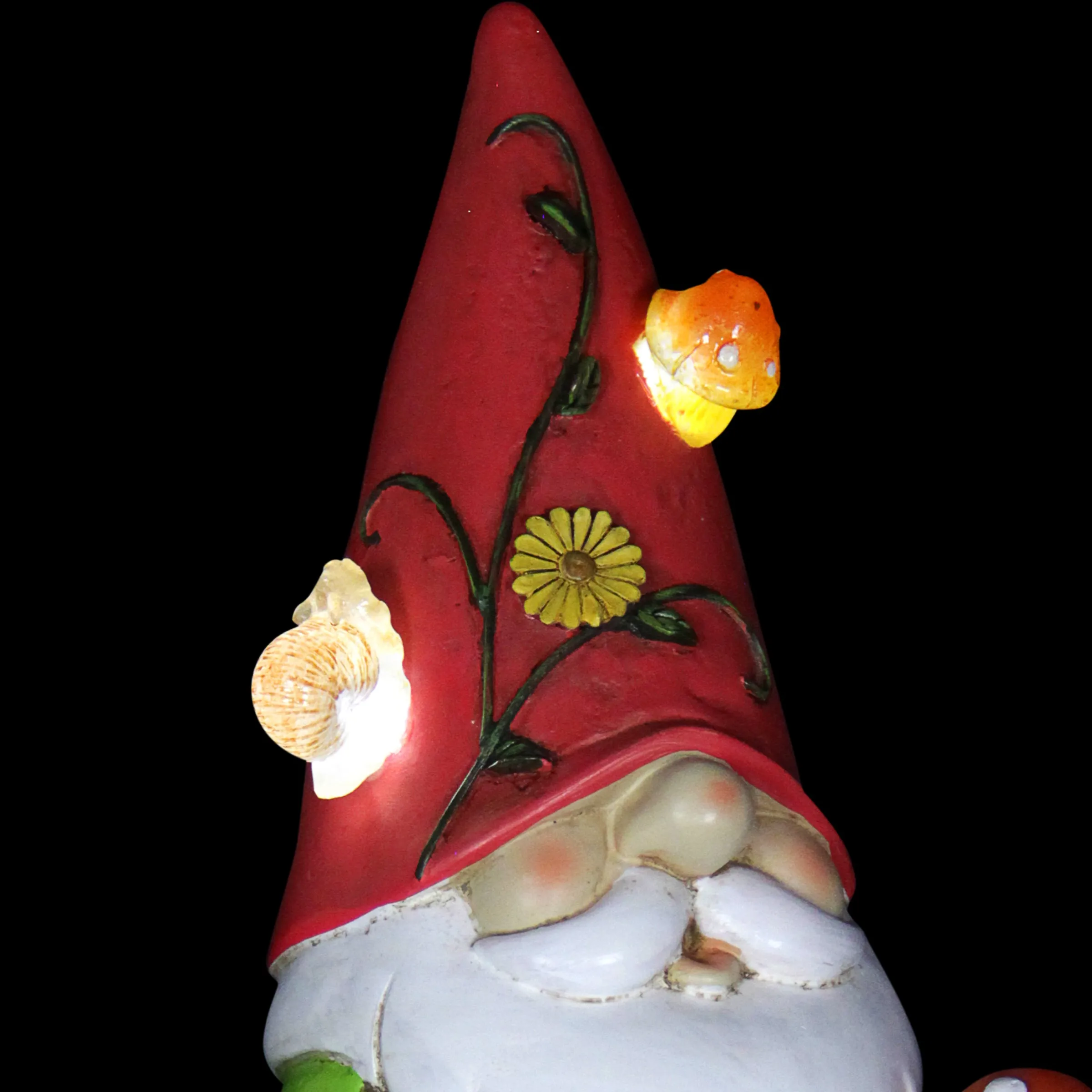 Solar Red Hat Roy Garden Gnome Statue with Shovel, 10 Inch