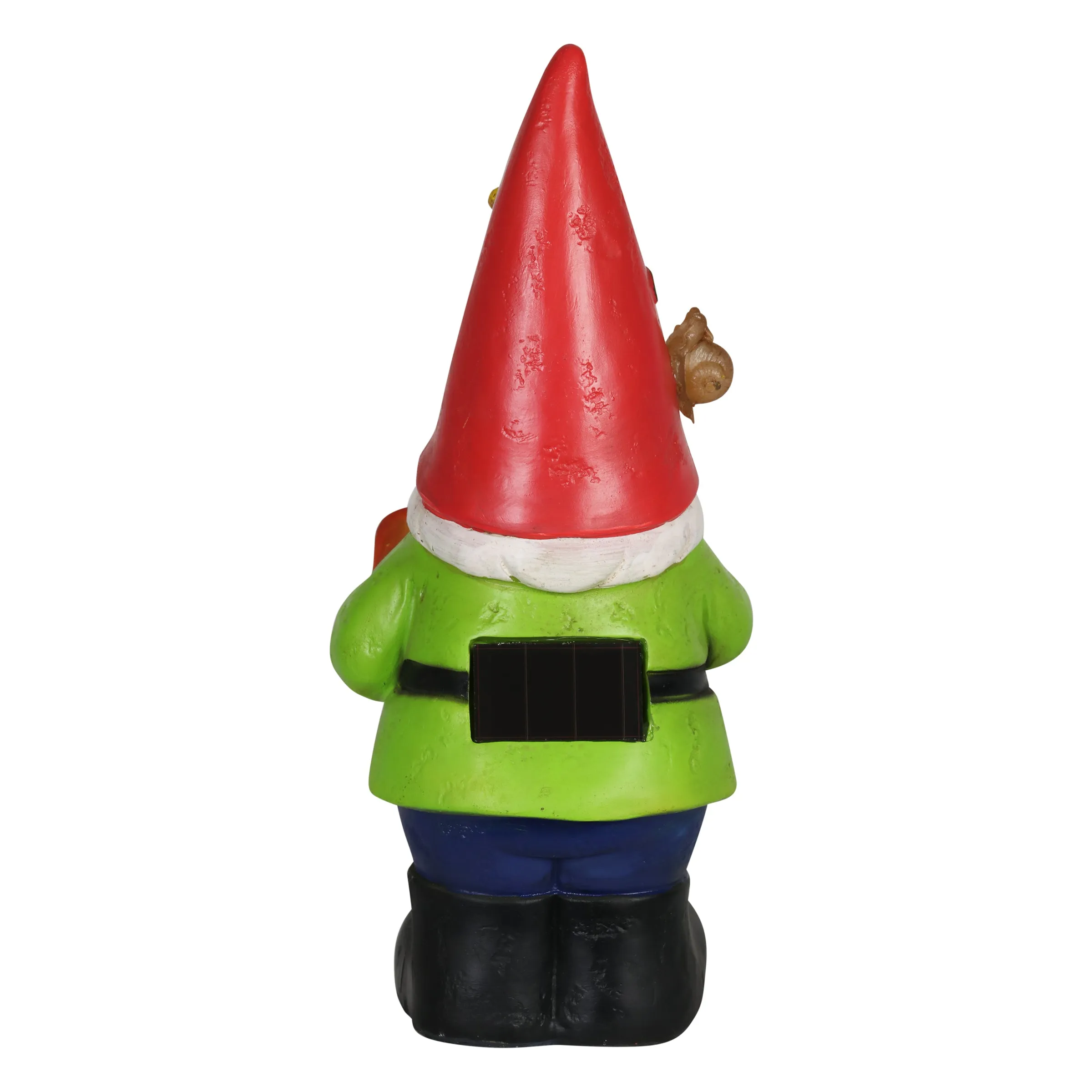 Solar Red Hat Roy Garden Gnome Statue with Shovel, 10 Inch